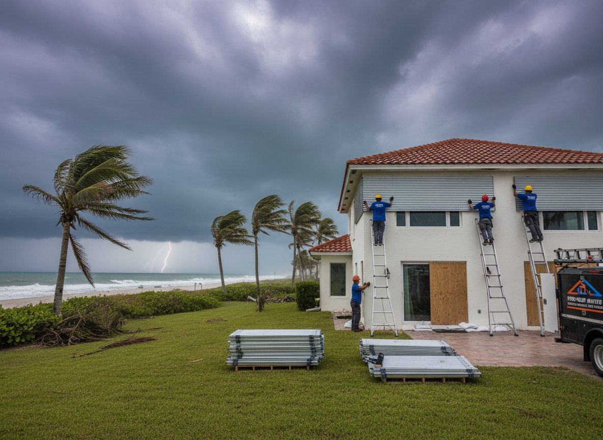 Hurricane preparation - storm shutters, debris clearing and property protection